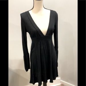 Split Dress, Long Sleeve, Black, M
